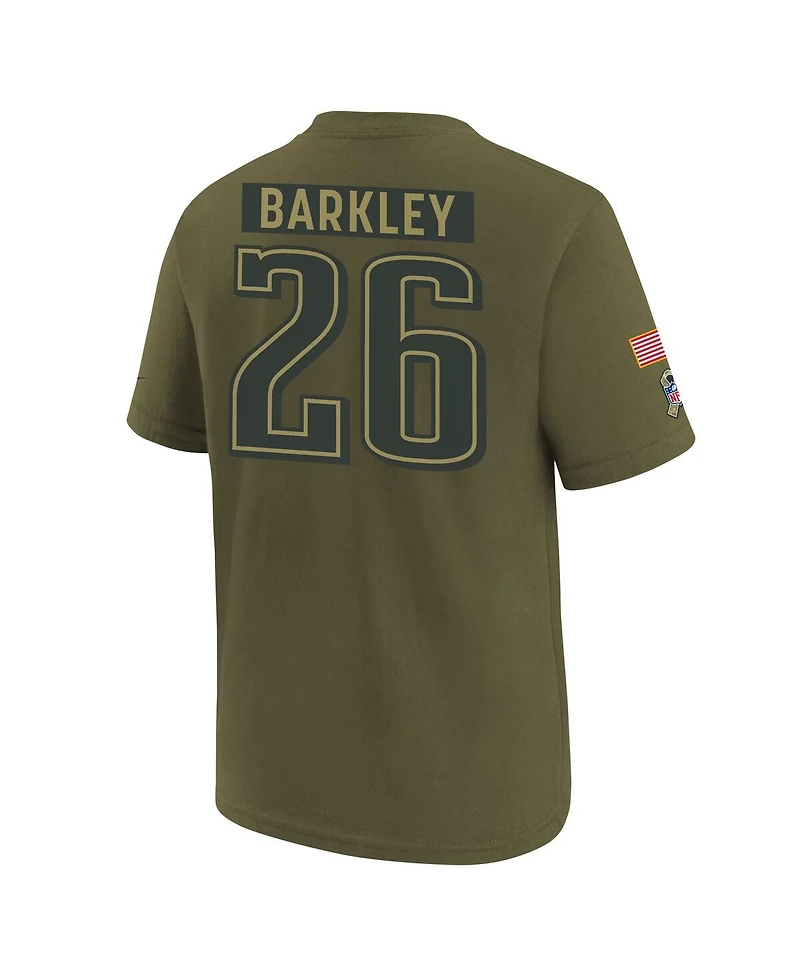 Nike Big Boys and Girls Saquon Barkley Olive Philadelphia Eagles 2025 Salute to Service Name Number T-Shirt