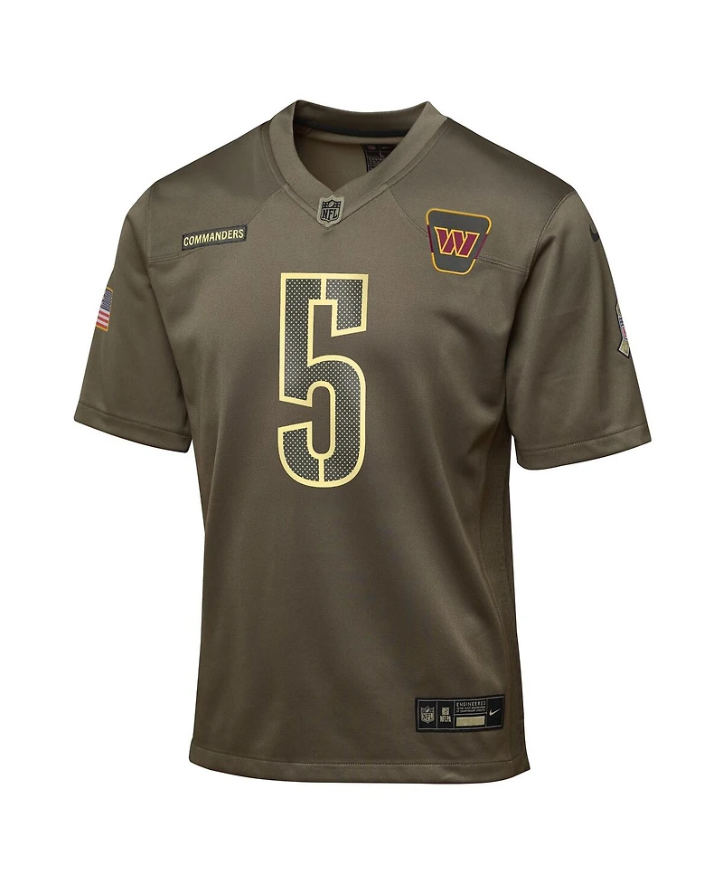 Nike Big Boys and Girls Jayden Daniels Olive Washington Commanders 2025 Salute to Service Game Jersey