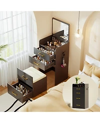 Vlsrka 3-in-1 Vanity Desk with Flip Mirror, Glass Top, 3 Drawers