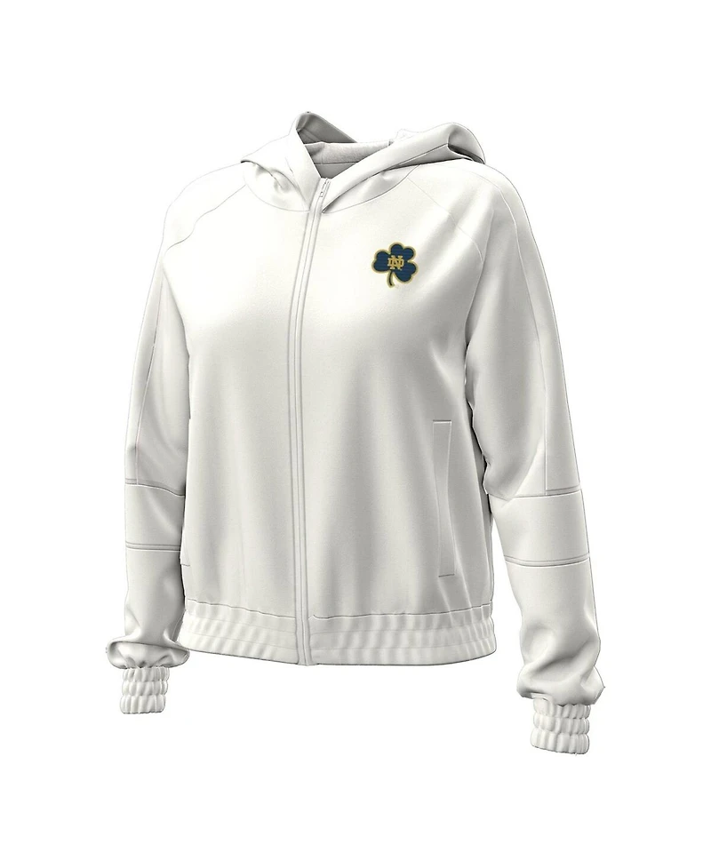 Under Armour Women's Natural Notre Dame Fighting Irish Gameday Rival Fleece Full-Zip Cropped Hoodie