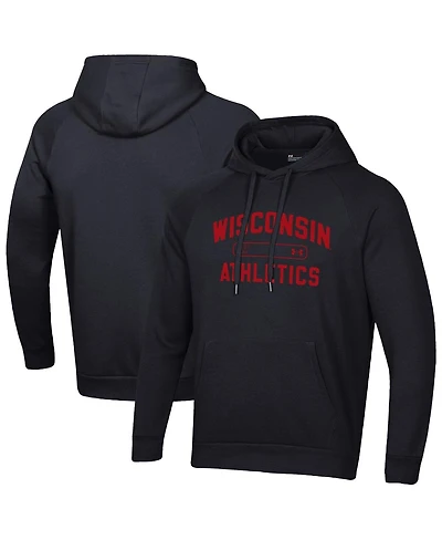 Under Armour Men's Black Wisconsin Badgers 2025 Sideline Rival Fleece Hoodie