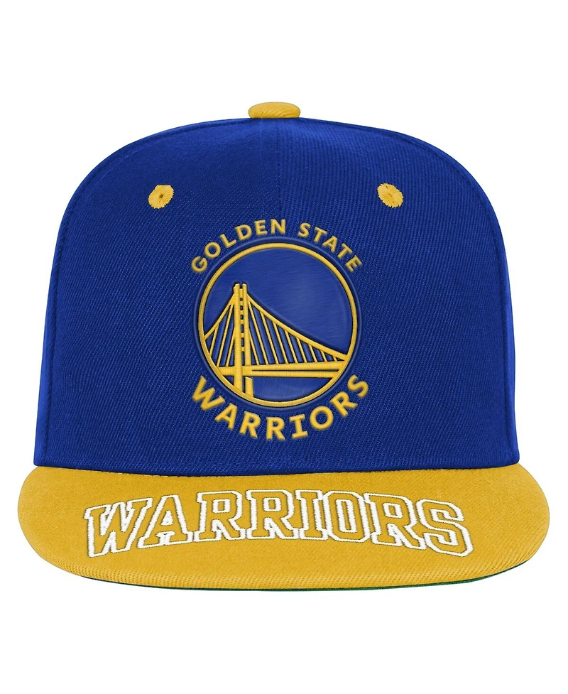 Outerstuff Big Boys and Girls Royal/Gold Golden State Warriors Two-Tone Snapback Hat