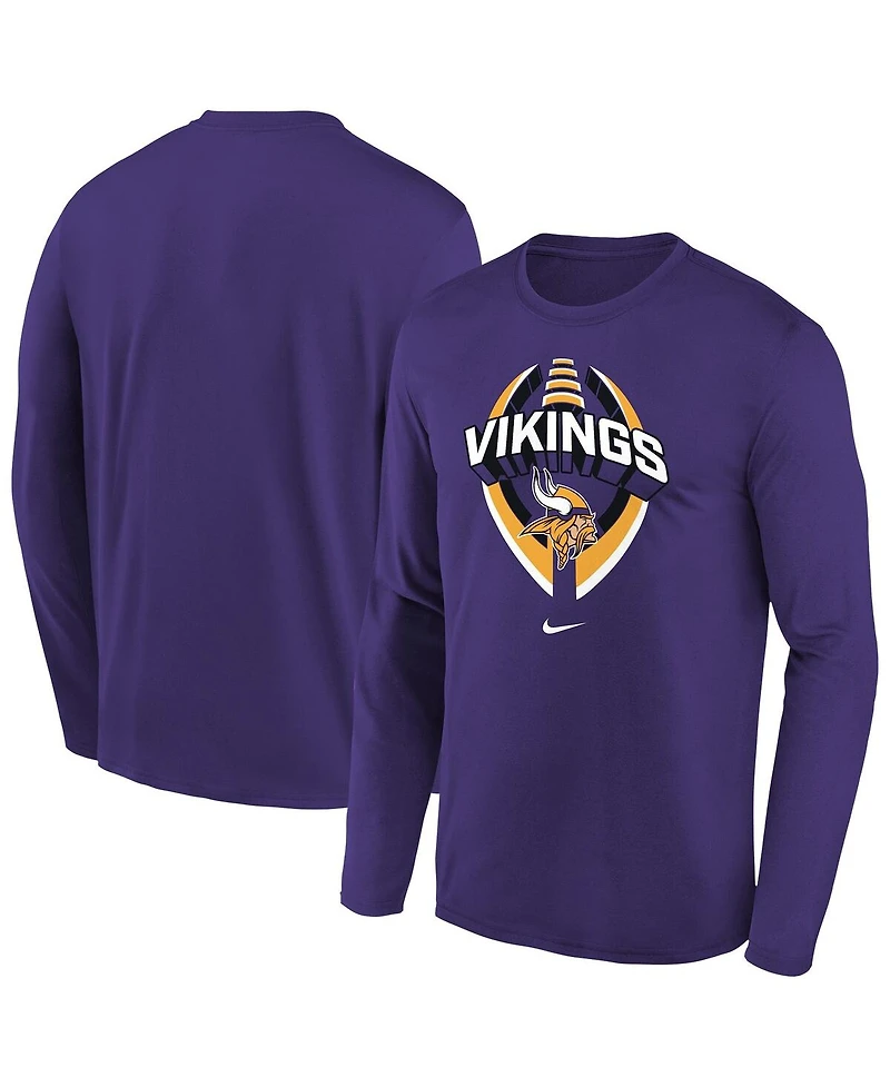 Nike Big Boys and Girls Purple Minnesota Vikings Primetime Legend Icon Long Sleeve Performance T-Shirt