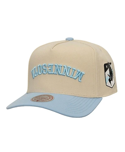 Mitchell & Ness Men's Cream/Light Blue Minnesota United Fc Upside Down Pro Pinch Snapback Hat