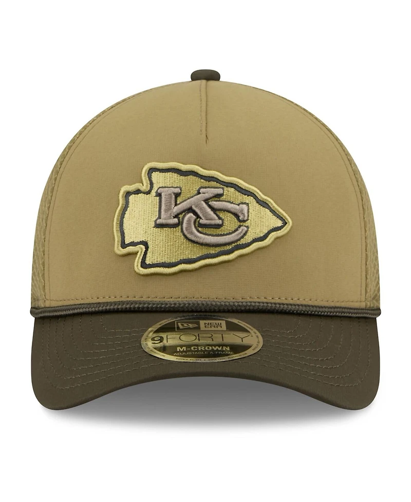 New Era Big Boys and Girls Green/Dark Green Kansas City Chiefs 2025 Salute to Service 9FORTY A-Frame Adjustable Hat