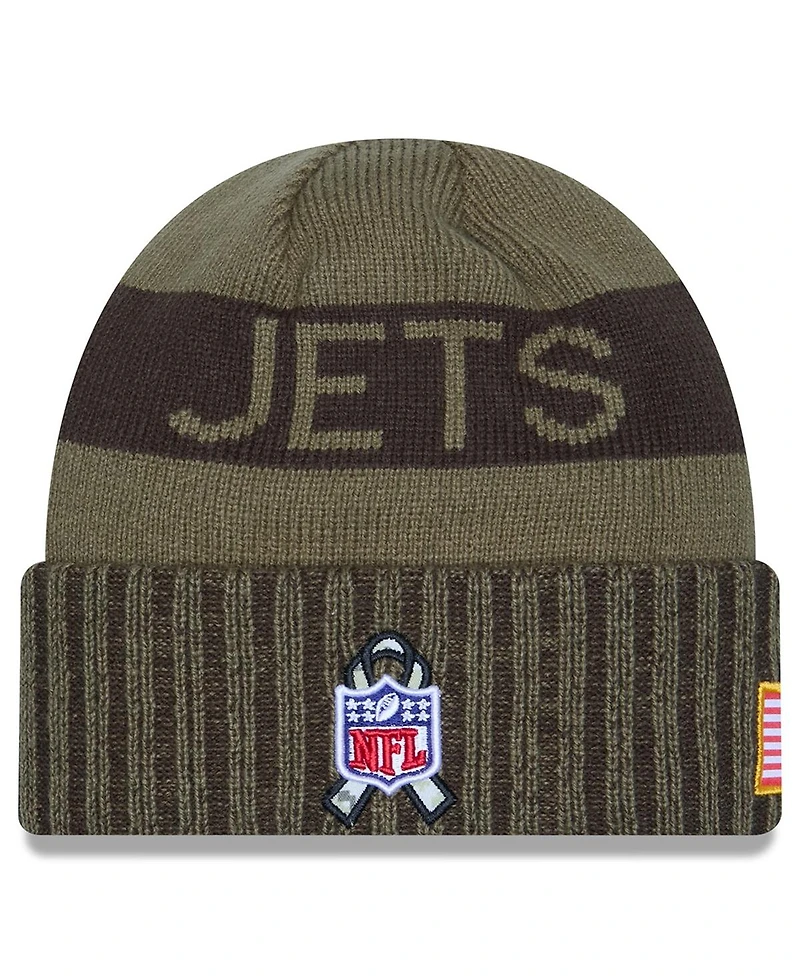New Era Men's Dark Green New York Jets 2025 Salute to Service Cuffed Knit Hat