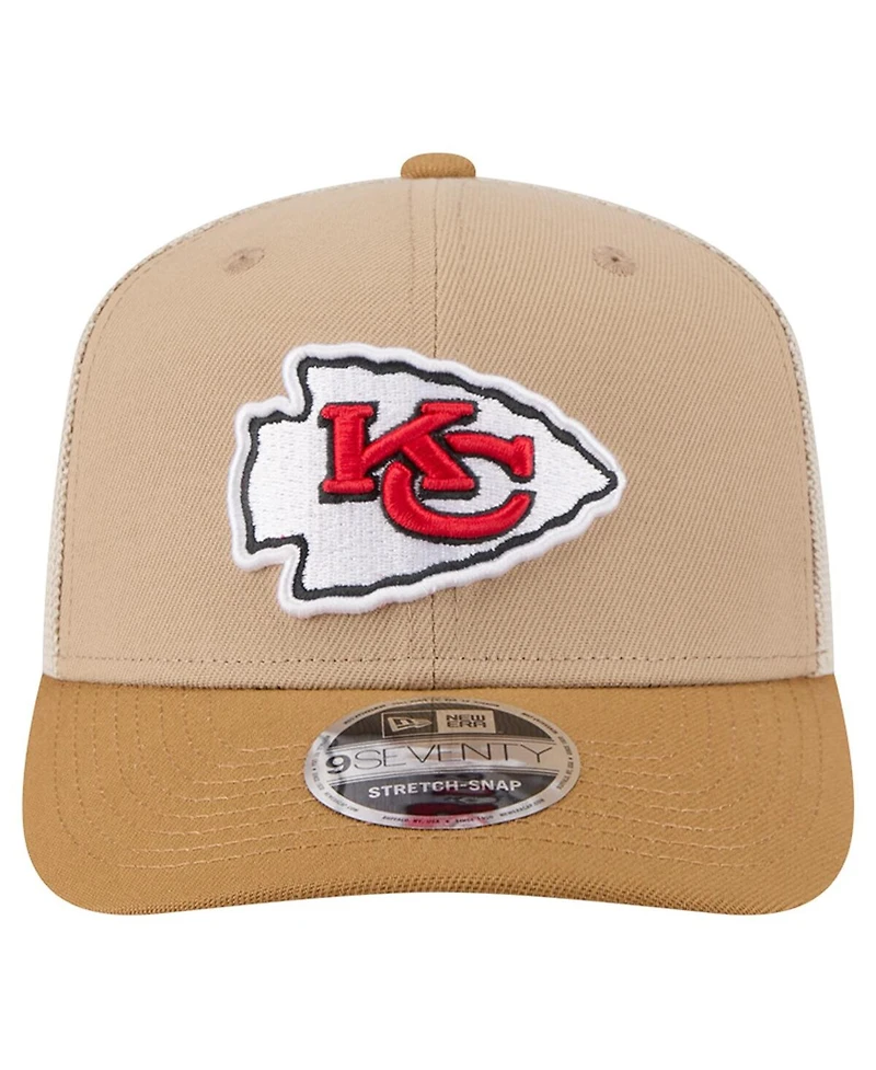 New Era Men's Light Beige Kansas City Chiefs Two-Tone Trucker 9SEVENTY Adjustable Hat