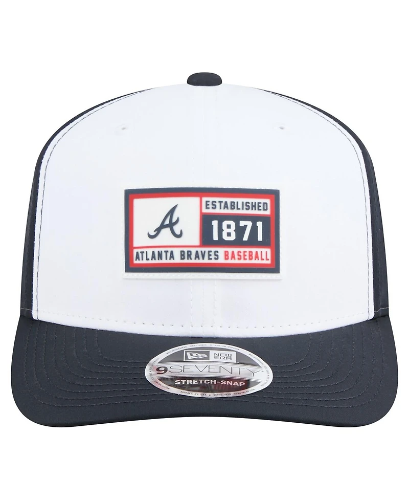 New Era Men's White/Navy Atlanta Braves Established Patch 9SEVENTY Adjustable Hat