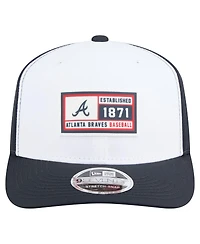 New Era Men's White/Navy Atlanta Braves Established Patch 9SEVENTY Adjustable Hat