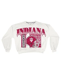 Pressbox Women's White Indiana Hoosiers Oversized Janice Retro Waist-Length Sweatshirt