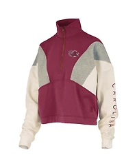 Pressbox Women's Garnet South Carolina Gamecocks Ferrara Color Block Quarter-Zip Sweatshirt