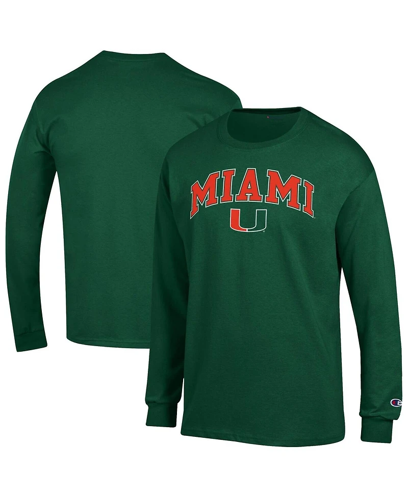 Champion Men's Green Miami Hurricanes Arch Over Logo Long Sleeve T-Shirt