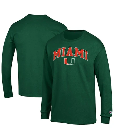 Champion Men's Green Miami Hurricanes Arch Over Logo Long Sleeve T-Shirt