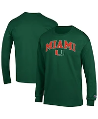 Champion Men's Green Miami Hurricanes Arch Over Logo Long Sleeve T-Shirt