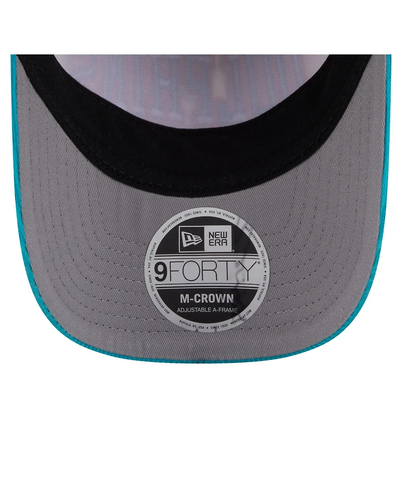 New Era Men's Cream/Aqua Miami Dolphins Throwback Two-Tone Sided Corduroy 9FORTY A-Frame Adjustable Hat