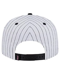 New Era Men's White/Black Miami Heat Deceptor Pinstripe 9FIFTY Snapback Hat