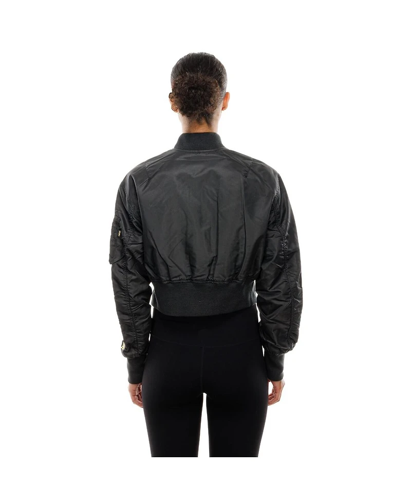 New Era x Alpha Industries Women's Black York Yankees Cropped Full-Zip Jacket