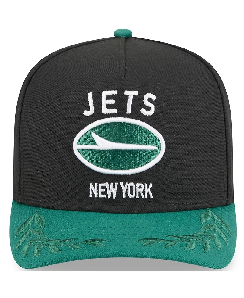 New Era Big Boys and Girls Black/Green New York Jets 2025 Nfl Draft A-Frame 9FIFTY Snapback Hat