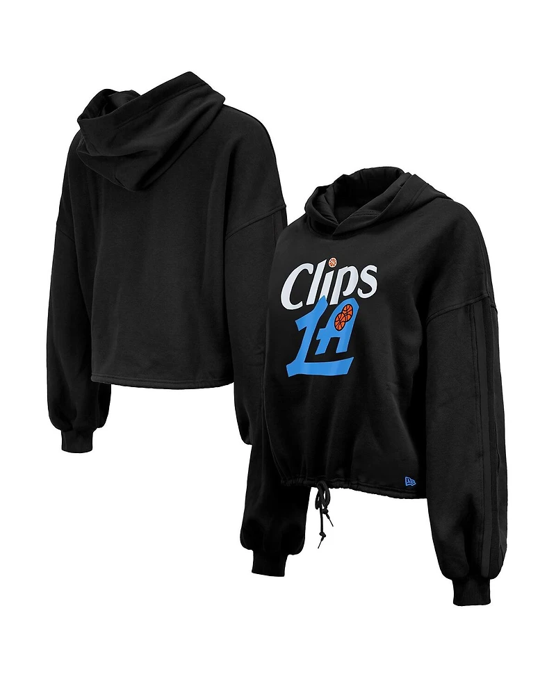 New Era Women's Black La Clippers 2024/25 City Edition Cropped Pullover Hoodie