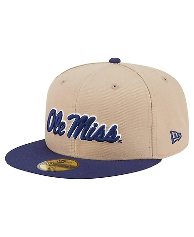 New Era Men's Khaki Ole Miss Rebels Two-Tone 59FIFTY Fitted Hat