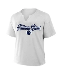 Fanatics Women's Gray Penn State Nittany Lions Plus Winning Gear Notch Neck T-Shirt