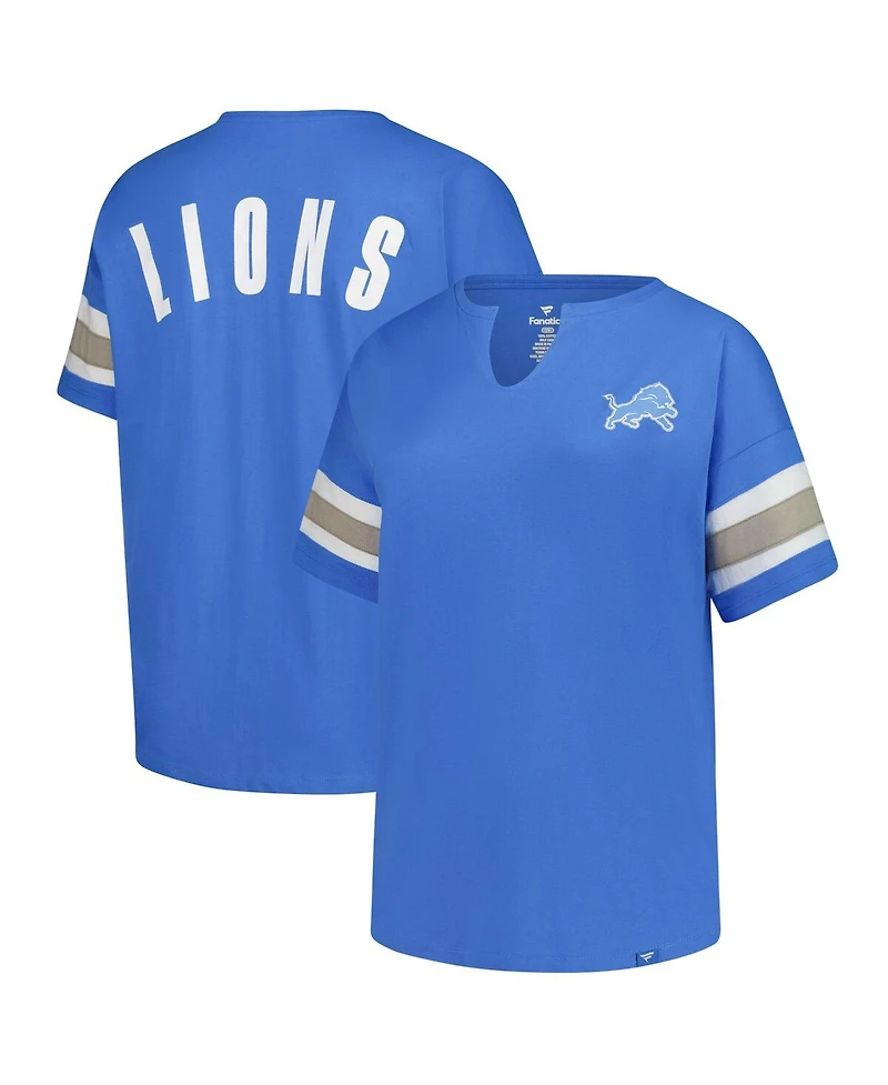 Fanatics Women's Blue Detroit Lions Plus Redzone Notch Neck T-Shirt