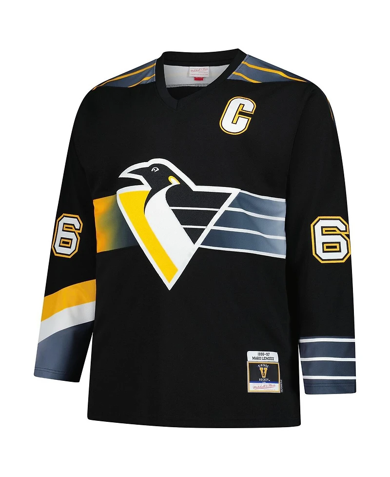 Mitchell & Ness Men's Mario Lemieux Black Pittsburgh Penguins 1996/97 Blue Line 2.0 Jersey