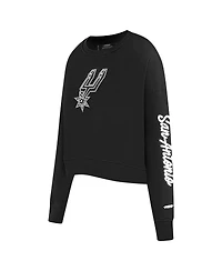 Pro Standard Women's Black San Antonio Spurs Paint The City Cropped Pullover Sweatshirt