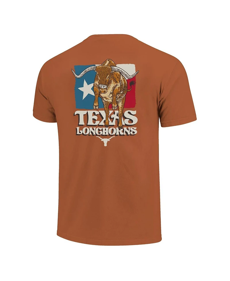 Image One Men's and Women's Burnt Orange Texas Longhorns Hyper Local Bevo State Flag T-Shirt