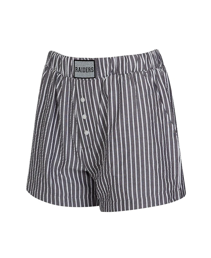 Concepts Sport Women's 2-Pack Charcoal Las Vegas Raiders Stripes and Solids Boxer Shorts Set
