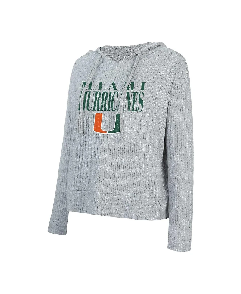 Concepts Sport Women's Grey Miami Hurricanes Juniper Soft Modest Cropped Long Sleeve Hoodie