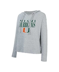 Concepts Sport Women's Grey Miami Hurricanes Juniper Soft Modest Cropped Long Sleeve Hoodie