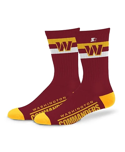 Starter Men's and Women's Washington Commanders Team Color Two-Stripe Crew Socks