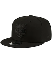 New Era Men's Sacramento Kings Black On Black 9FIFTY Snapback Hat