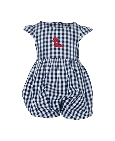 Garb Baby Girls Navy Ole Miss Rebels Cara Gingham Ruffled Bodysuit
