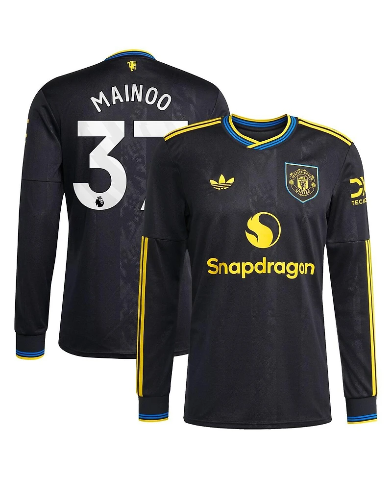 Adidas Men's Kobbie Mainoo Black Manchester United 2025/26 Third Replica Long Sleeve Player Jersey