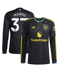 Adidas Men's Kobbie Mainoo Black Manchester United 2025/26 Third Replica Long Sleeve Player Jersey