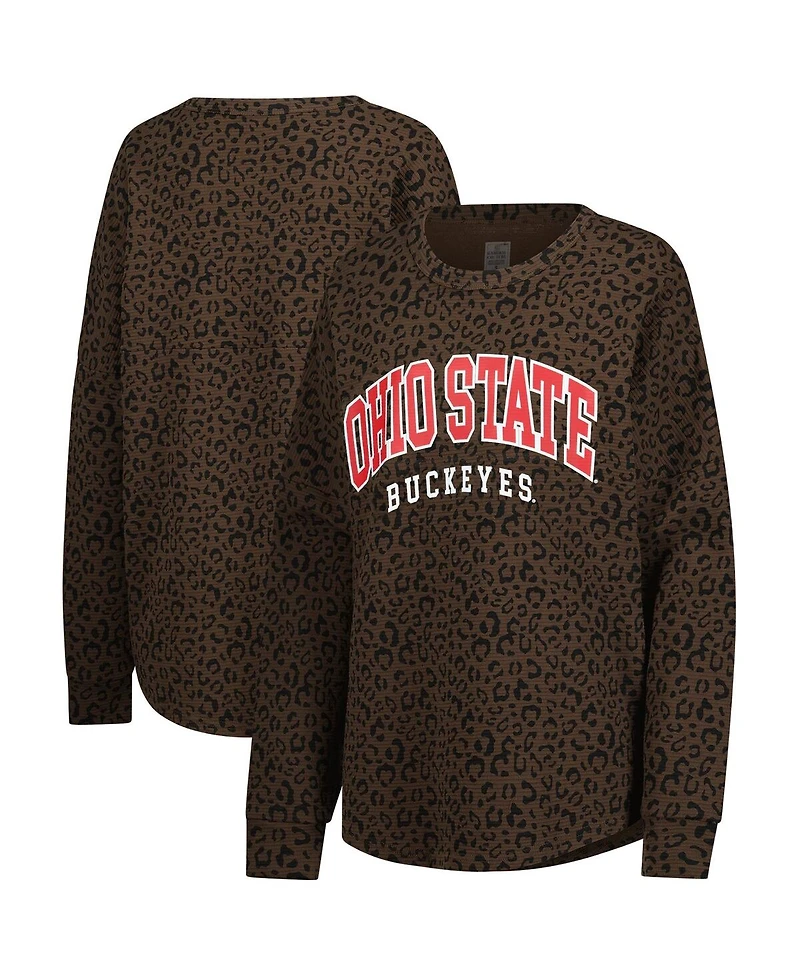 Gameday Couture Women's Brown Ohio State Buckeyes Leopard Oversized Sweatshirt