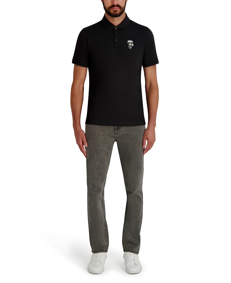 Karl Lagerfeld Paris Men's 3-Button Placket Short Sleeve Polo Shirt