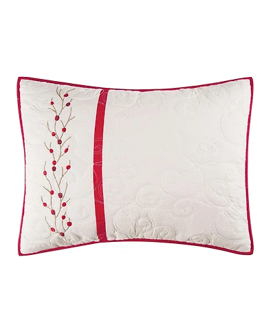 20" x 26" Christmas Berry Wreath Quilted Standard Pillow Sham
