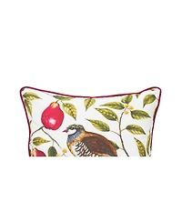 Partridge In A Pear Tree Printed 100% Cotton Christmas Accent Throw Pillow 18" x 18"
