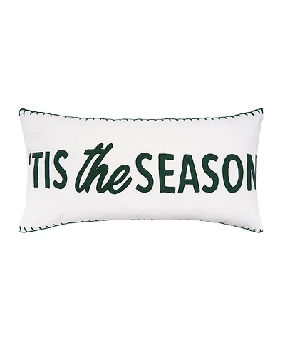 "Tis The Season" Cotton Blend Christmas Accent Pillow 12" x 24"