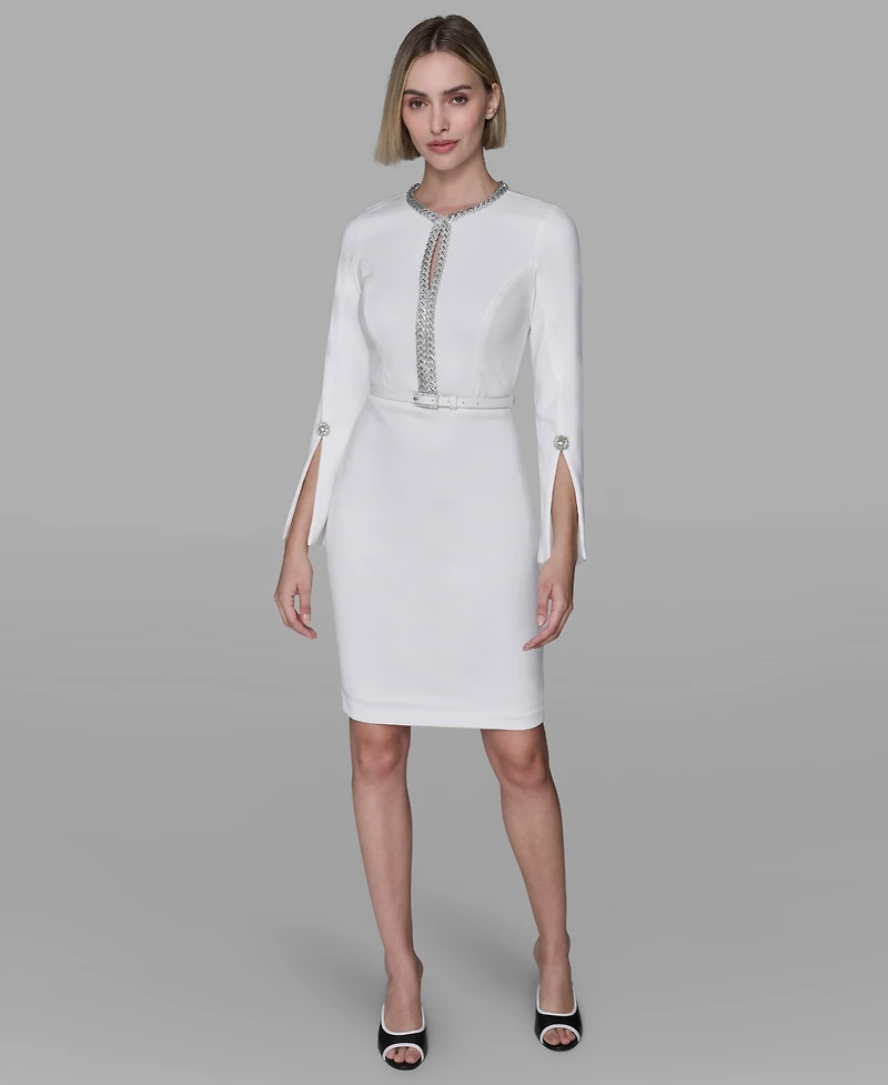 Karl Lagerfeld Paris Women's Chain Trim Sheath Dress