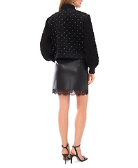 Vince Camuto Women's Quilted Velvet Long Sleeve Jacket