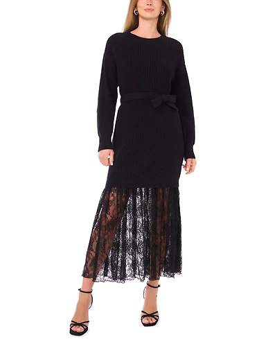 Vince Camuto Women's Embroidered Long-Sleeve Crew Neck Dress