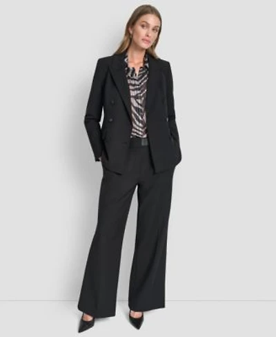 Dkny Womens Double Breasted Long Sleeves Blazer Wide Leg Trousers Long Sleeve Collared Blouse