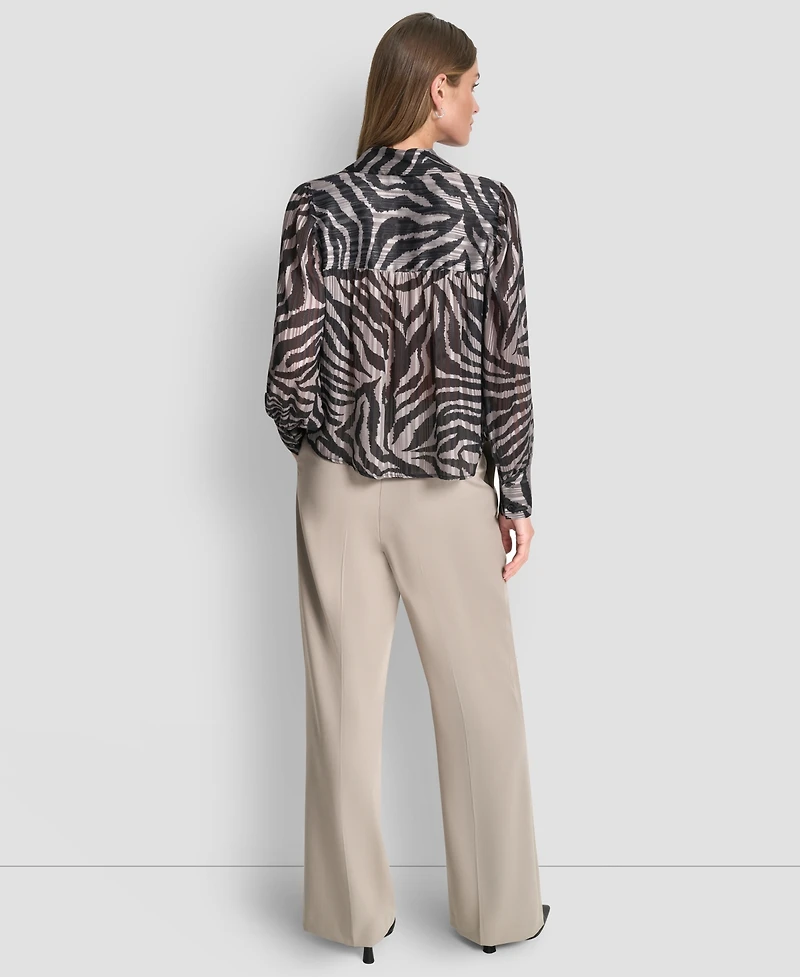 Dkny Women's Long Sleeve Collared Blouse