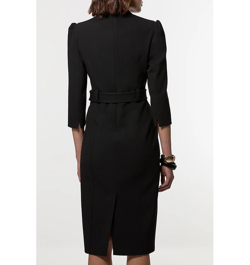 Karen Millen Women's 3/4 Sleeve Belted Midi Dress