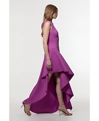 Karen Millen Women's Scuba Drama Ruffle Hem Woven Maxi Dress