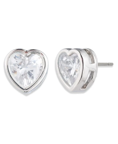 Givenchy Cubic Zirconia Silver-Tone and Gold-Tone Heart Stud Earrings